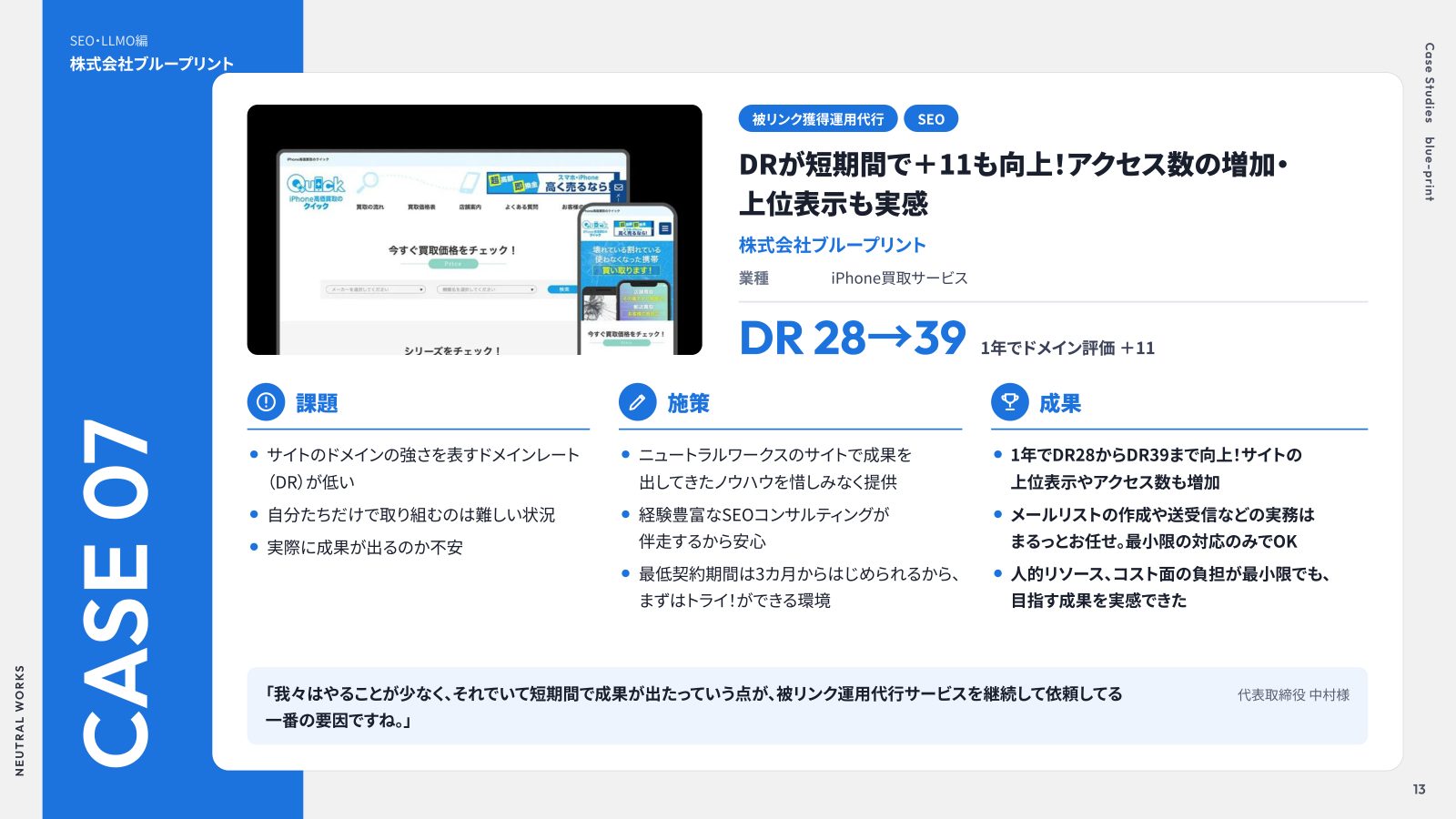 成功事例集2026 P.13：DRが短期間で＋11も向上