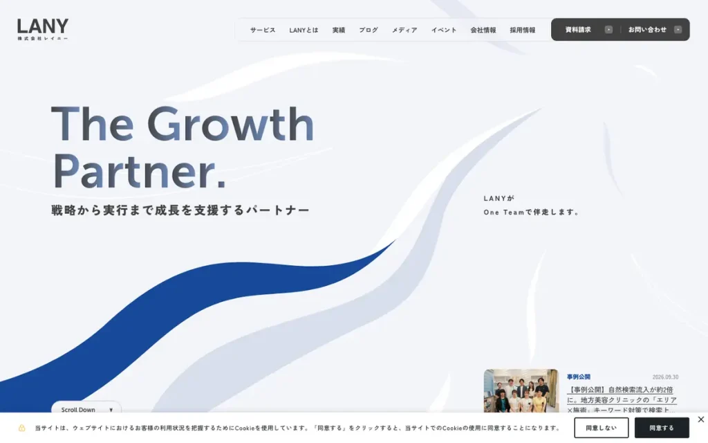 株式会社LANY 公式サイトのファーストビュー