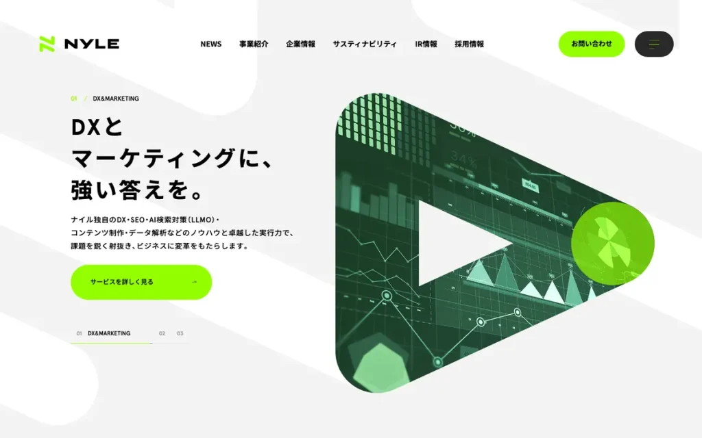 ナイル株式会社 公式サイトのファーストビュー